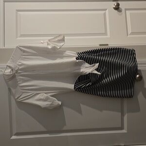 B Darlin White and Black Striped Dress